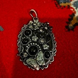 Vintage black floral pendant
